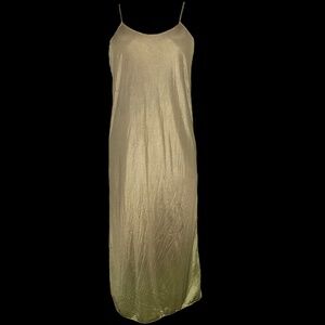 Vintage Caron Joy Gold & Green Nylon Slip Dress